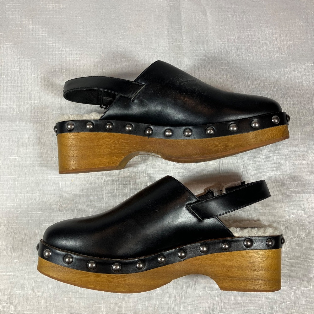 NWT Kelsi Dagger Brooklyn Warehouse Slingback Leather Clogs, Black, Size 10 - Picture 9 of 11